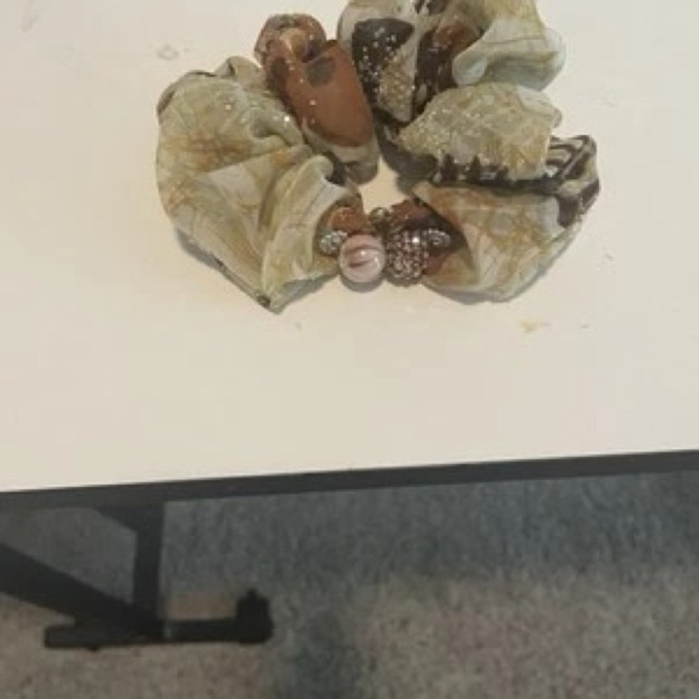 Brown and Tan Velvet Hair Scrunchies